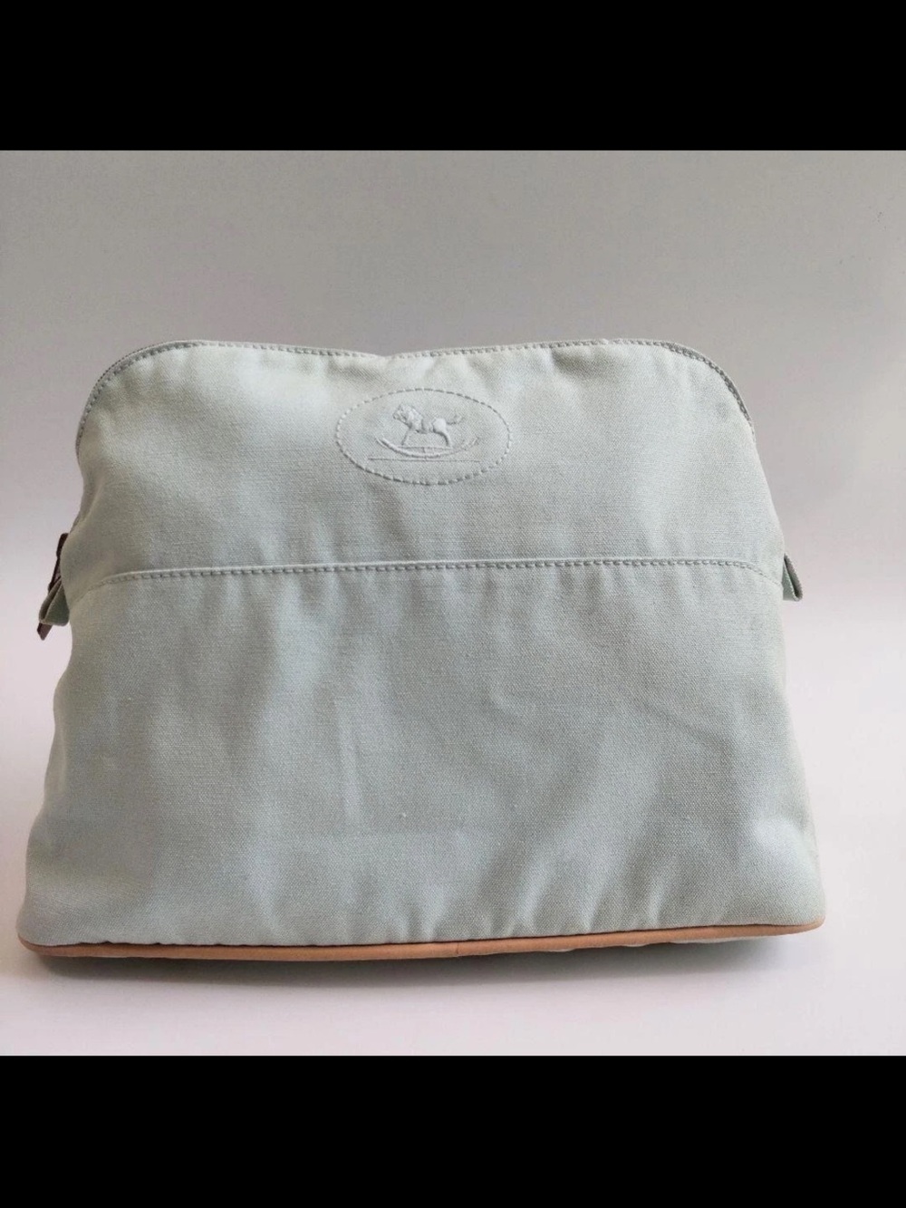 Hermes Light Sage Green Canvas Toiletry Pouch